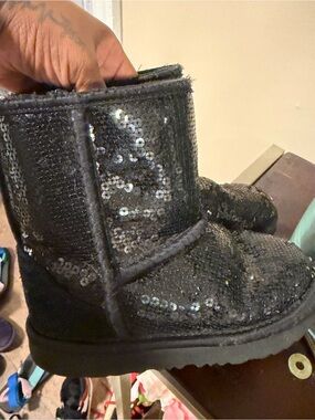 UGG Kids Black Sequin  Boots